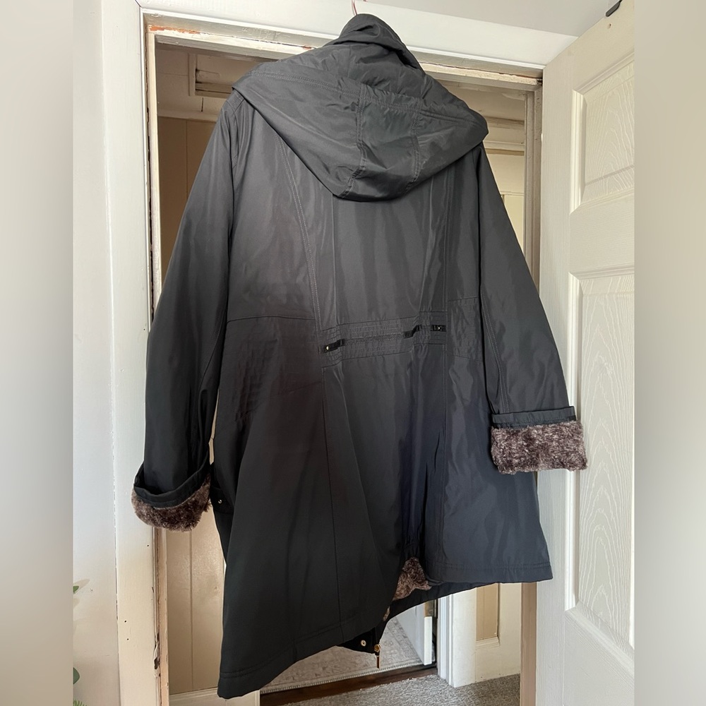 Avenue Black and Brown Fur Winter Jacket Coat - Picture 3 of 3